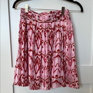Chic Pink and Red Patterned Skater Skirt